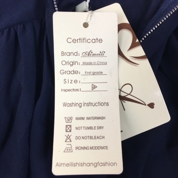 AIMEILI Dress Mini Sheer Navy Lace Lightweight Boho Minimalist Tunic Size XL NWT - Picture 6 of 6